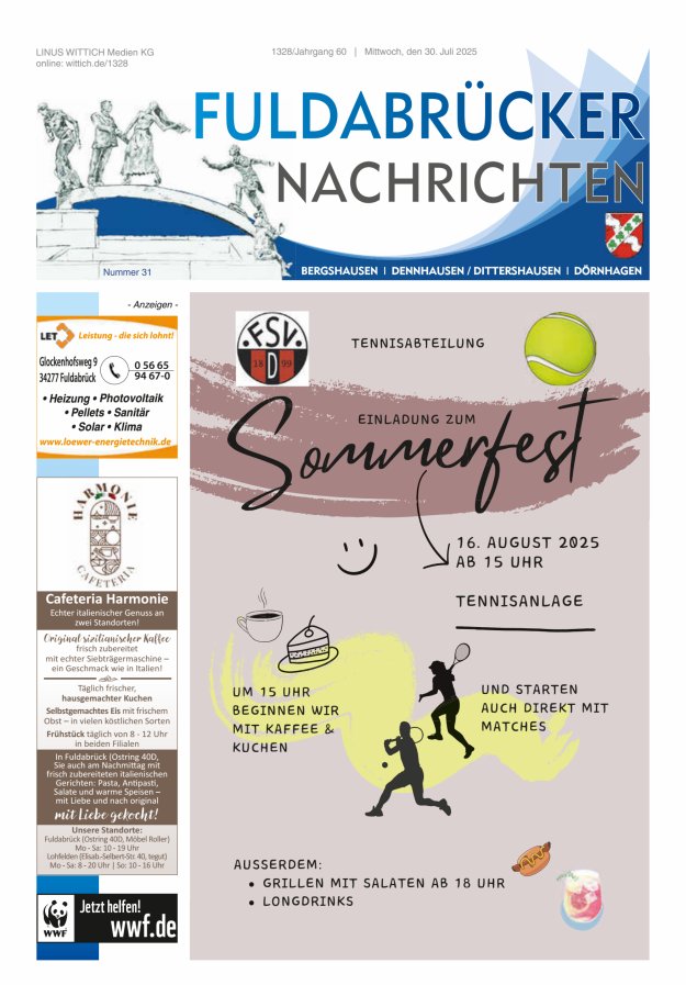 Fuldabrücker Nachrichten Titelblatt 31/2025