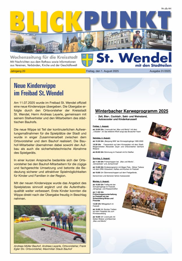 Blickpunkt St Wendel Titelblatt 31/2025