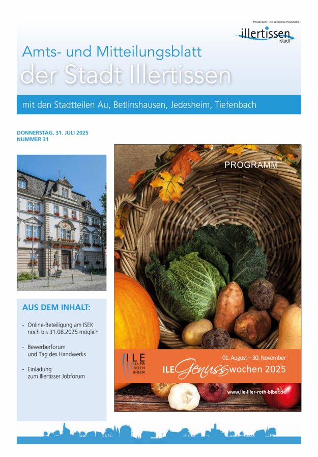 Amts- und Mitteilungsblatt Stadt Illertissen Titelblatt 31/2025