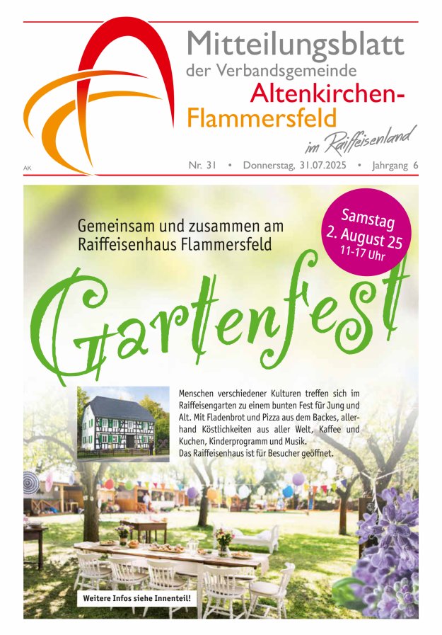 Mitteilungsblatt Verbandsgemeinde Altenkirchen-Flammersfeld Titelblatt 31/2025