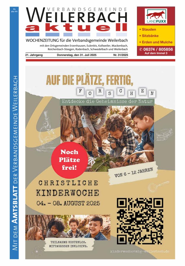 Verbandsgemeinde Weilerbach aktuell Titelblatt 31/2025