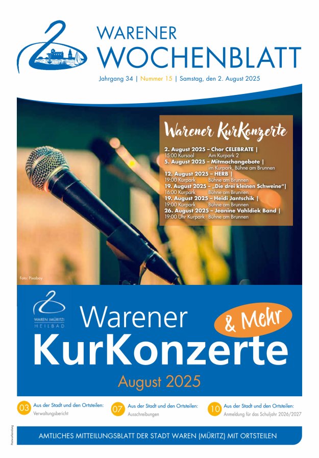Warener Wochenblatt Titelblatt 15/2025