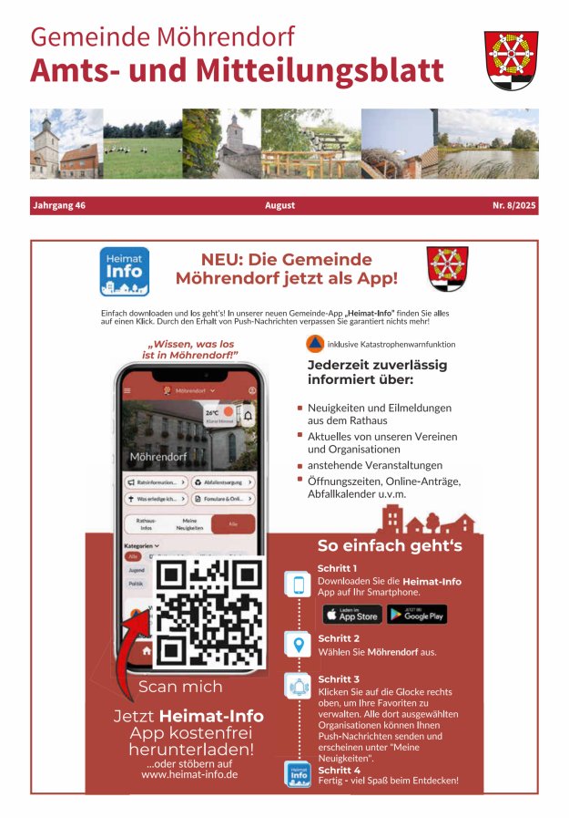 Amts- und Mitteilungsblatt Gemeinde Möhrendorf Titelblatt 08/2025