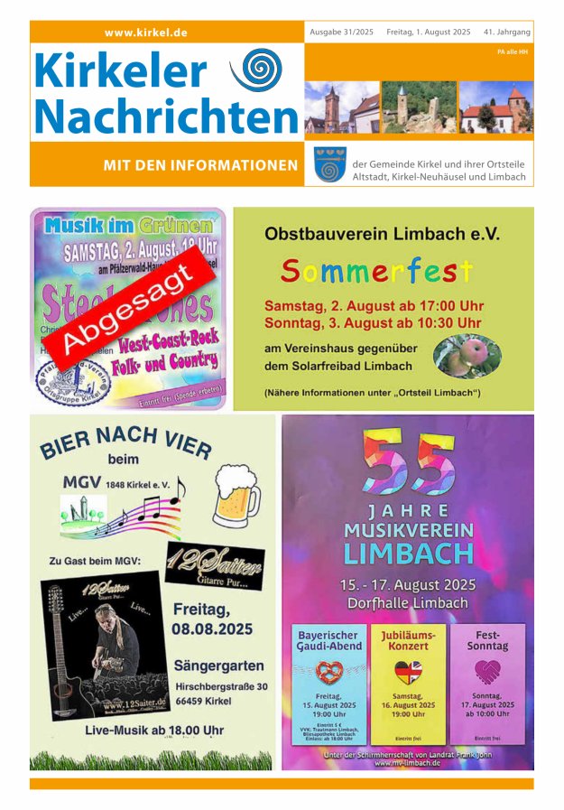 Kirkeler Nachrichten Titelblatt 31/2025