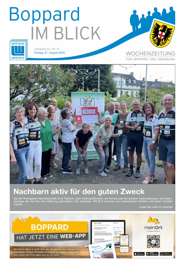 Boppard im Blick - Heimatzeitung für die Stadt Boppard Titelblatt 31/2025