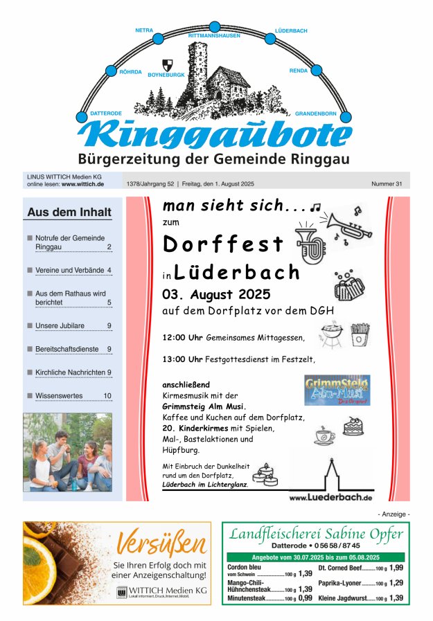 Ringgaubote Titelblatt 31/2025
