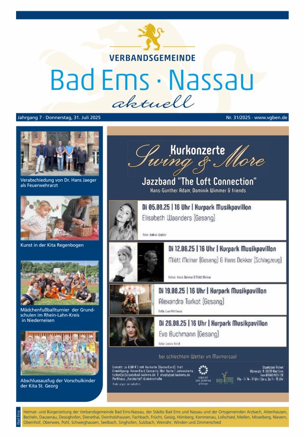 Bad Ems-Nassau aktuell Ausgabe Bad Ems Titelblatt 31/2025