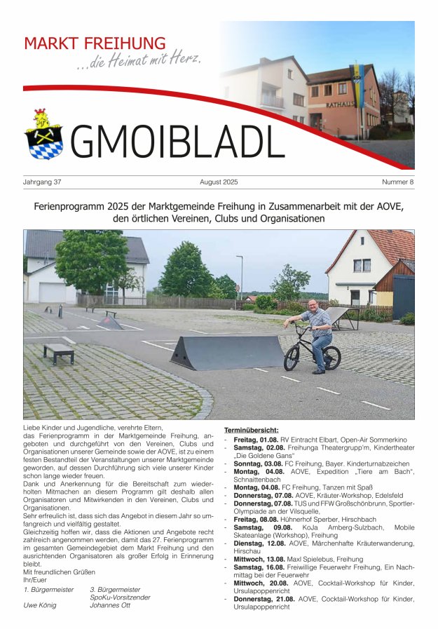 Markt Freihung Mitteilungsblatt Titelblatt 08/2025