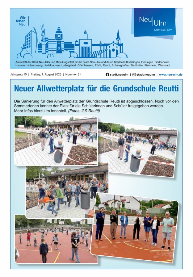 Amtsblatt der Stadt Neu-Ulm und Mitteilungsblatt für die Stadt Neu-Ulm Titelblatt 31/2025