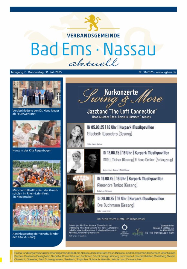 Bad Ems-Nassau aktuell Ausgabe Nassau Titelblatt 31/2025