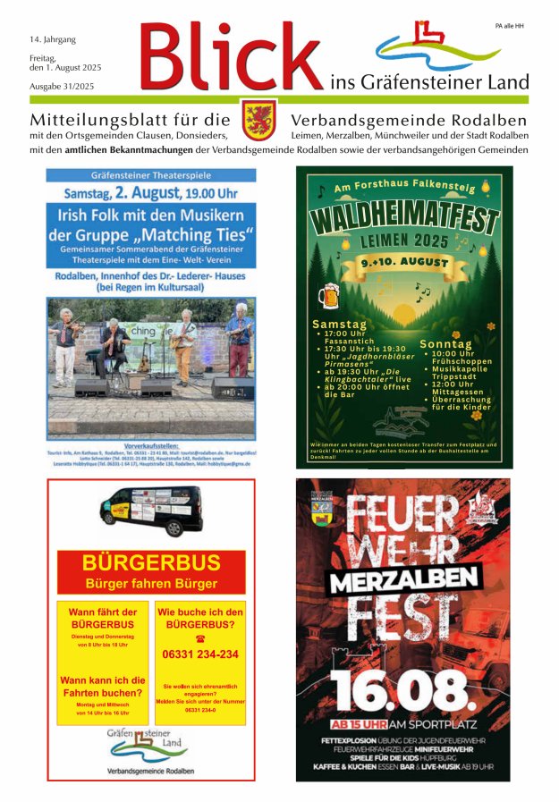 Blick ins Gräfensteiner Land VG Rodalben Titelblatt 31/2025