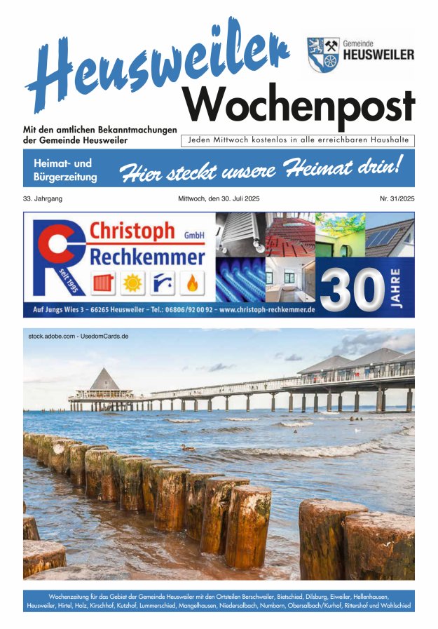 Heusweiler Wochenpost Titelblatt 31/2025
