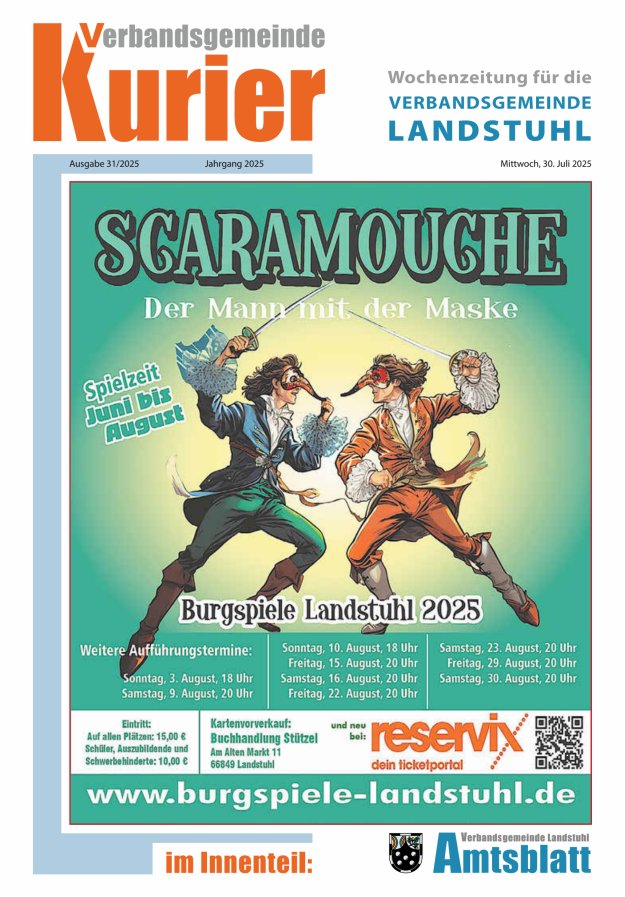 Verbandsgemeinde Kurier Landstuhl Titelblatt 31/2025