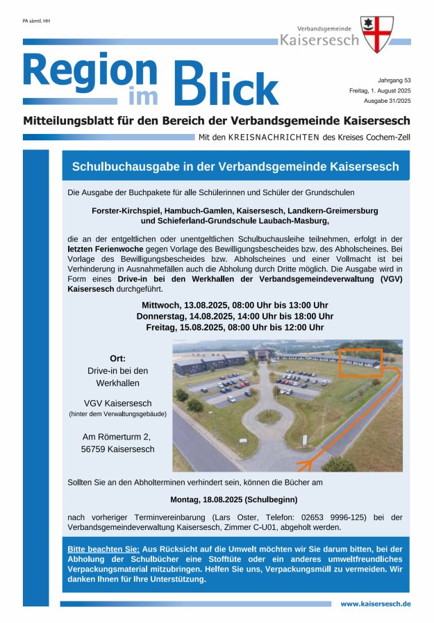 Region im Blick VG Kaisersesch Titelblatt 31/2025