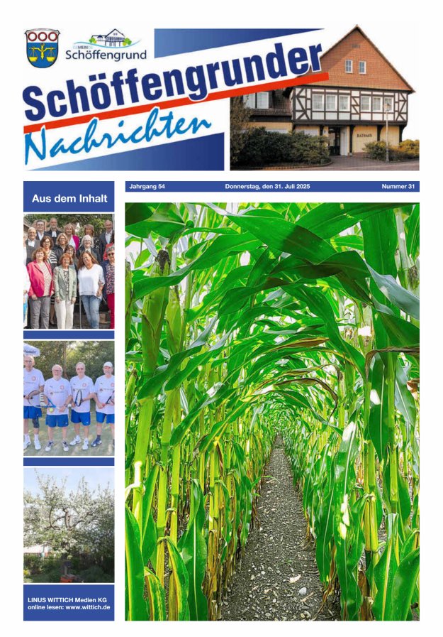 Schöffengrunder Nachrichten Titelblatt 31/2025