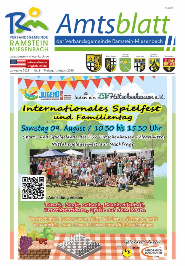 Amtsblatt VG Ramstein-Miesenbach Titelblatt 31/2025