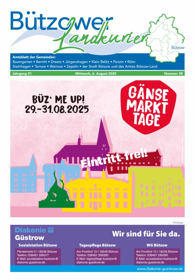 Bützower Landkurier Titelblatt 08/2025