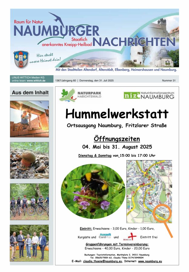 Naumburger Nachrichten Titelblatt 31/2025