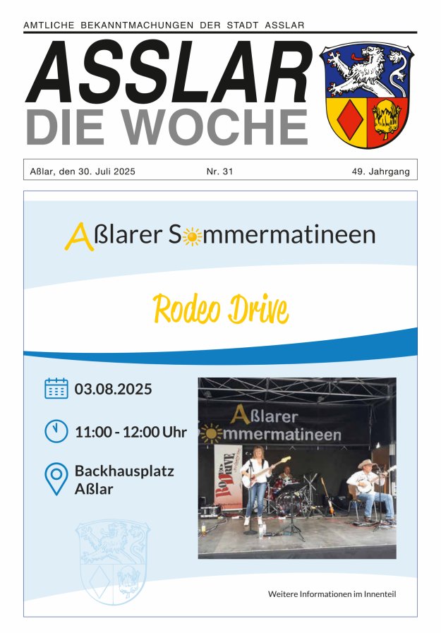 Asslar - Die Woche Titelblatt 31/2025