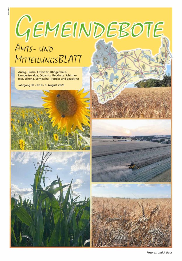 Gemeindebote - Amts- und Mitteilungsblatt Titelblatt 08/2025
