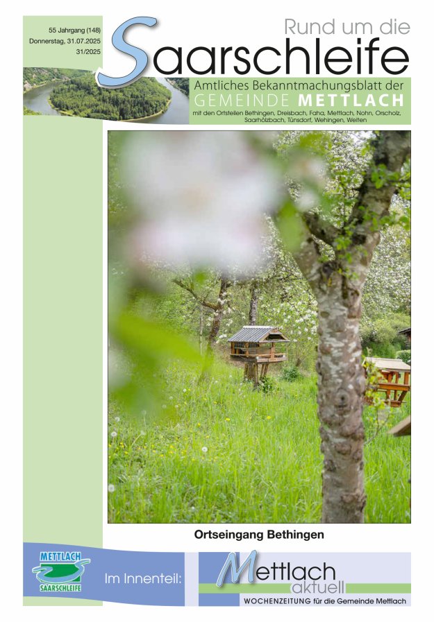Rund um die Saarschleife Gemeinde Mettlach Titelblatt 31/2025