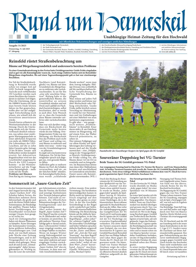 Rund um Hermeskeil Titelblatt 31/2025