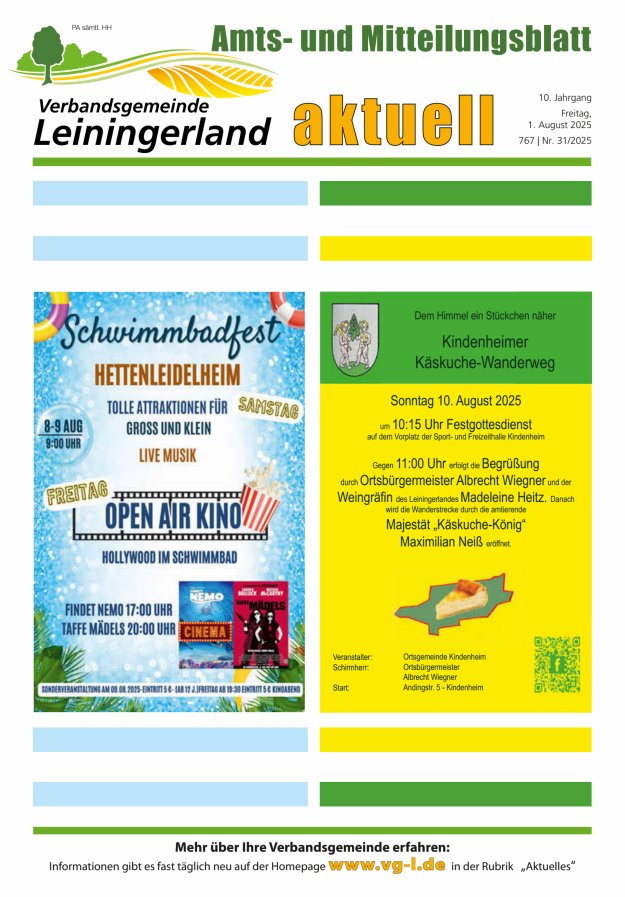 VG Leiningerland aktuell Titelblatt 31/2025