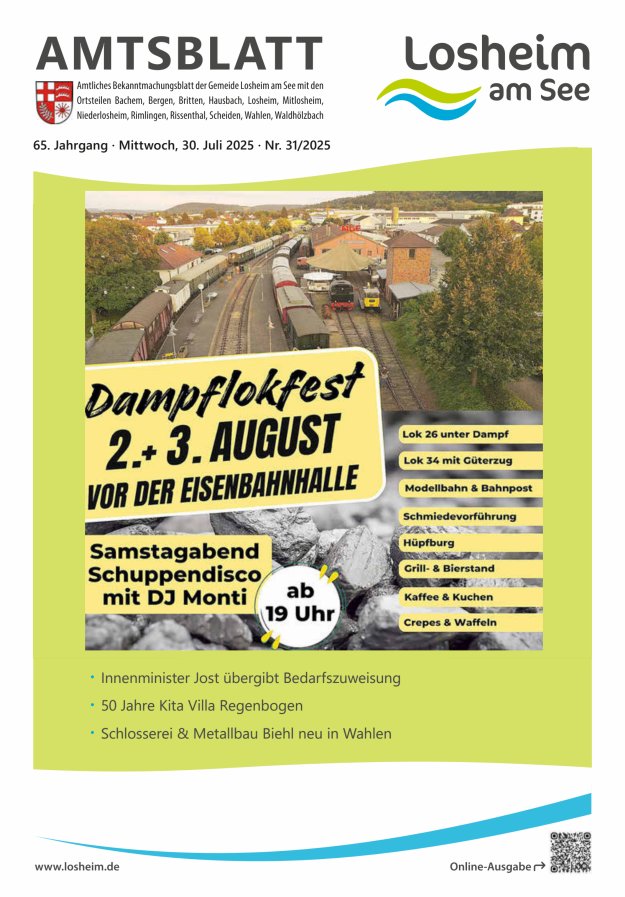 Amtliches Bekanntmachungsblatt der Gemeinde Losheim am See Titelblatt 31/2025
