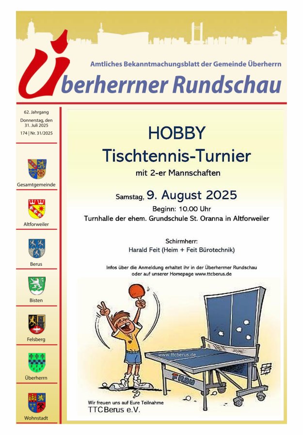 Überherrner Rundschau Titelblatt 31/2025