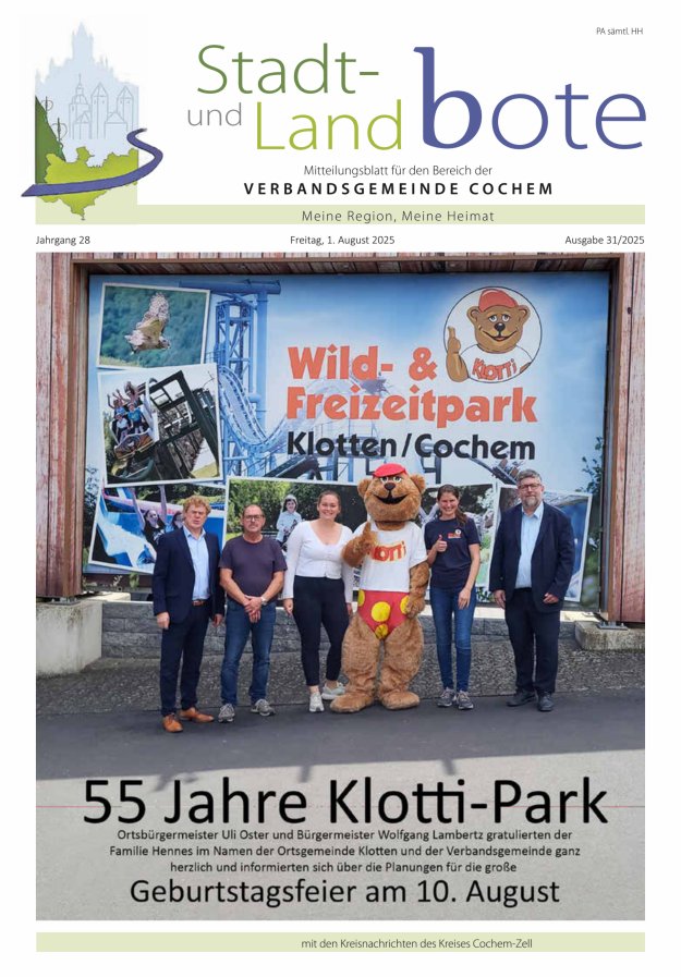 Stadt- und Landbote VG Cochem Titelblatt 31/2025
