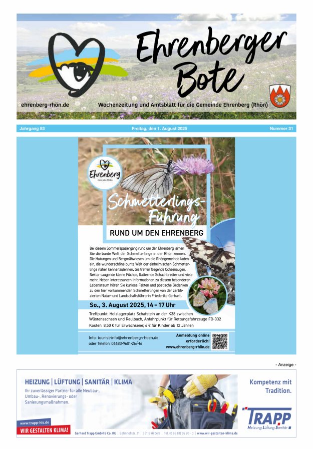 Ehrenberger Bote Titelblatt 31/2025