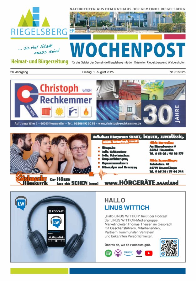 Riegelsberger Wochenpost Titelblatt 31/2025