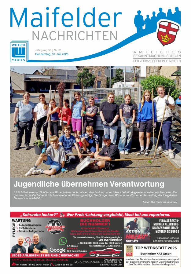 Maifelder Nachrichten - Wochenzeitung der Verbandsgemeinde Maifeld Titelblatt 31/2025
