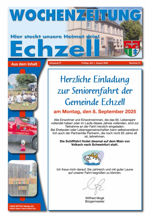 Wochenzeitung für die Gemeinde Echzell Titelblatt 31/2025