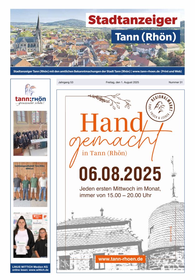 Stadtanzeiger Tann (Rhön) Titelblatt 31/2025