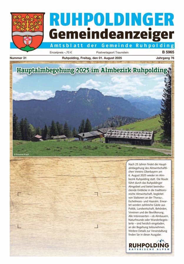 Ruhpoldinger Gemeindeanzeiger Titelblatt 31/2025