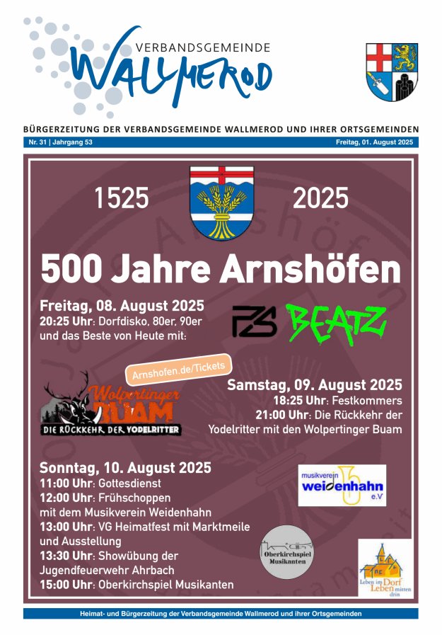 Wir über uns - Verbandsgemeinde Wallmerod Titelblatt 31/2025