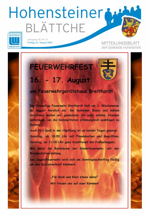 Hohensteiner Blättche Titelblatt 31/2025
