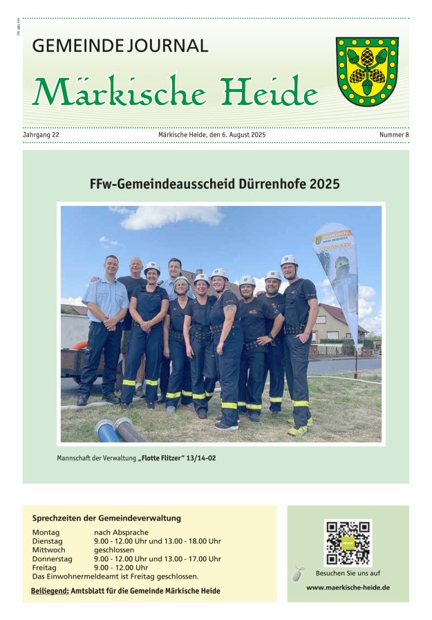 Gemeindejournal Märkische Heide – Amtsblatt für die Gemeinde Märkische Heide Titelblatt 08/2025
