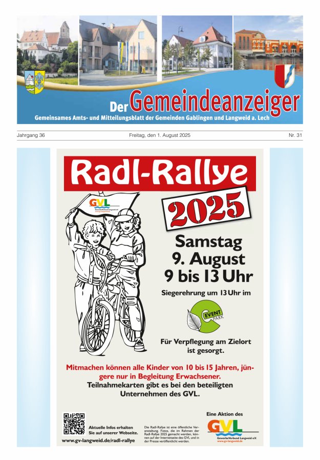Der Gemeindeanzeiger - Gablingen Langweid Titelblatt 31/2025