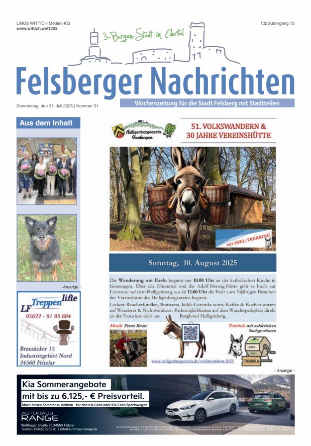 Felsberger Nachrichten Titelblatt 31/2025