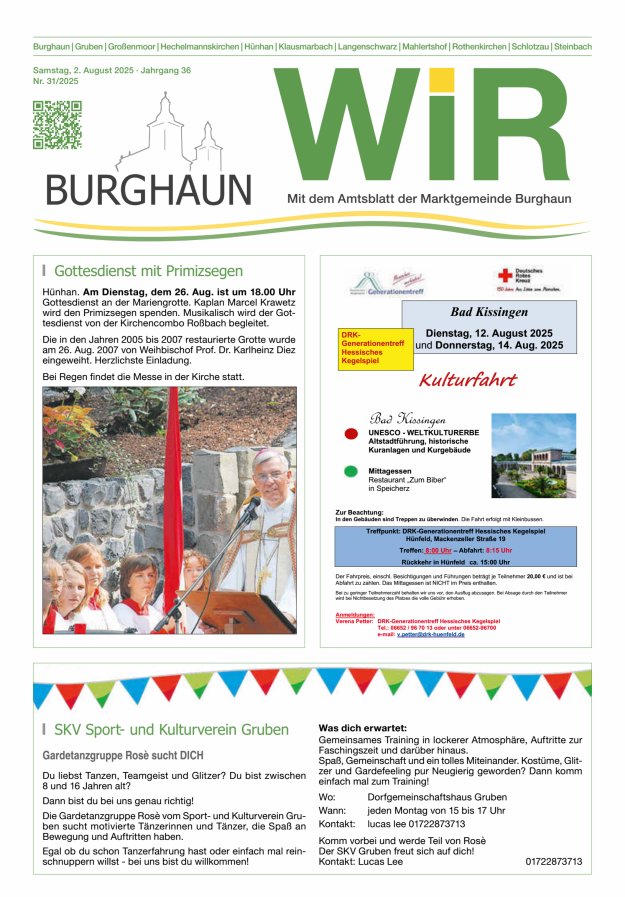 WIR - mit Amtsblatt der Marktgemeinde Burghaun Titelblatt 31/2025