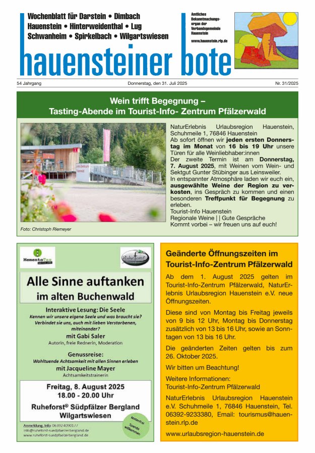 Hauensteiner Bote Titelblatt 31/2025