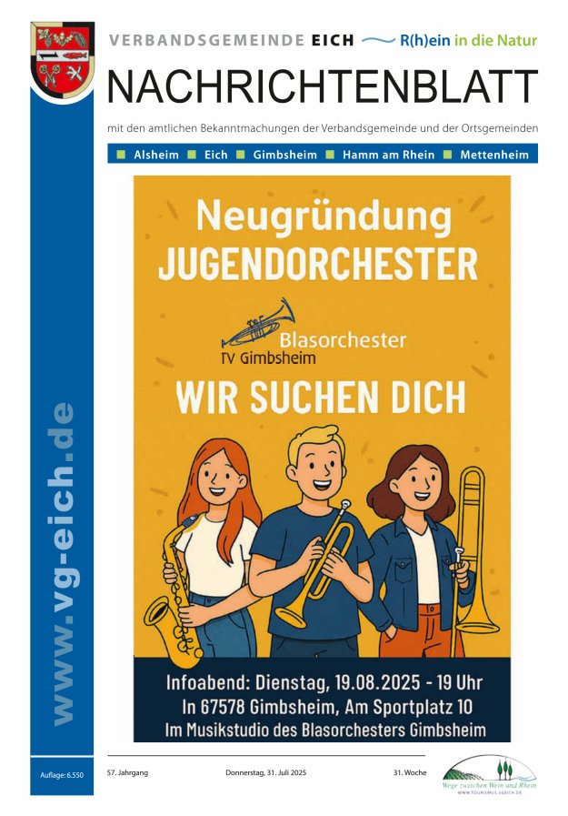 Nachrichtenblatt der VG Eich Titelblatt 31/2025
