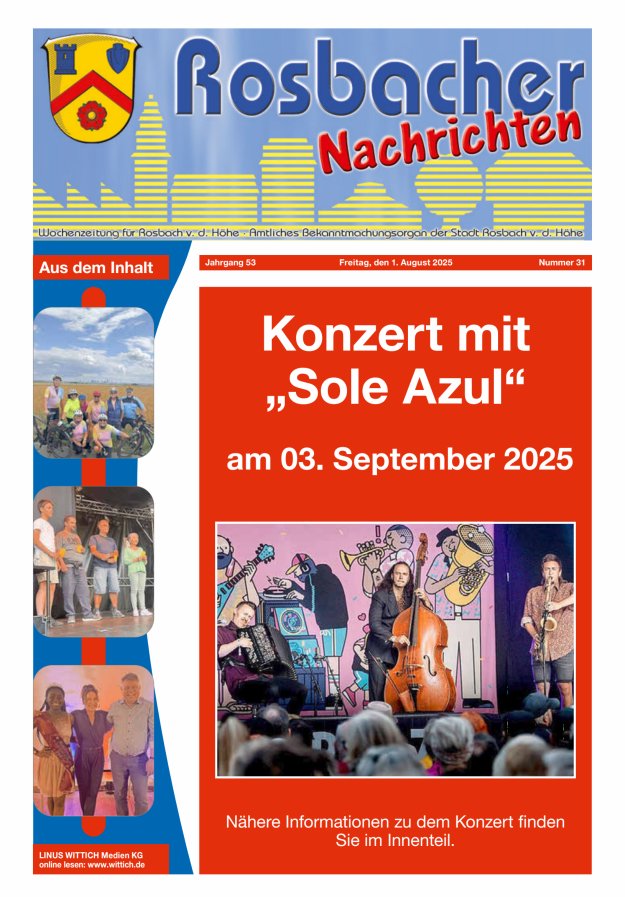 Rosbacher Nachrichten Titelblatt 31/2025