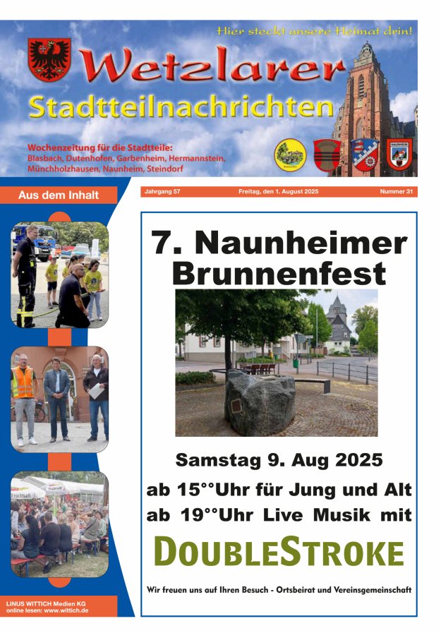 Wetzlarer Stadtteilnachrichten Titelblatt 31/2025