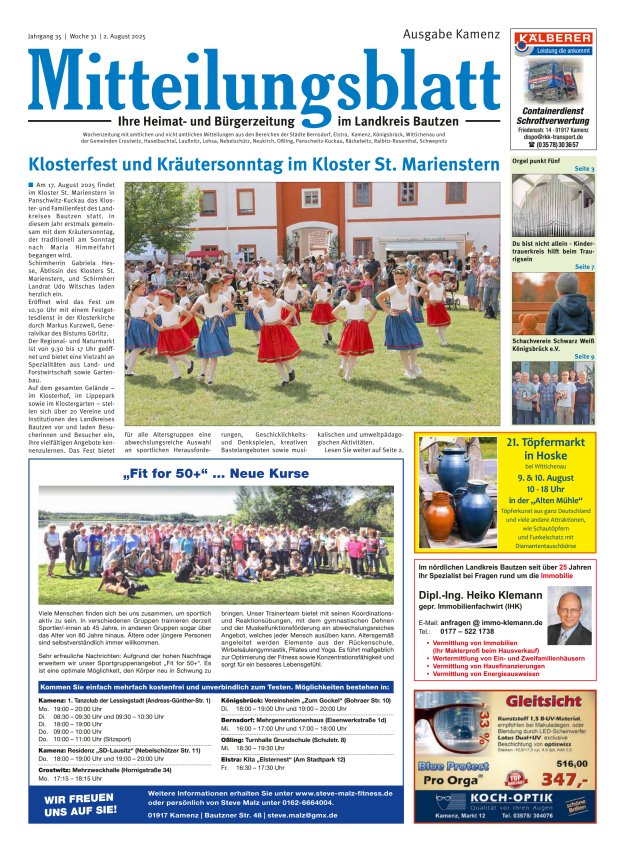 Mitteilungsblatt LK Bautzen Ausgabe Kamenz Titelblatt 30/2025