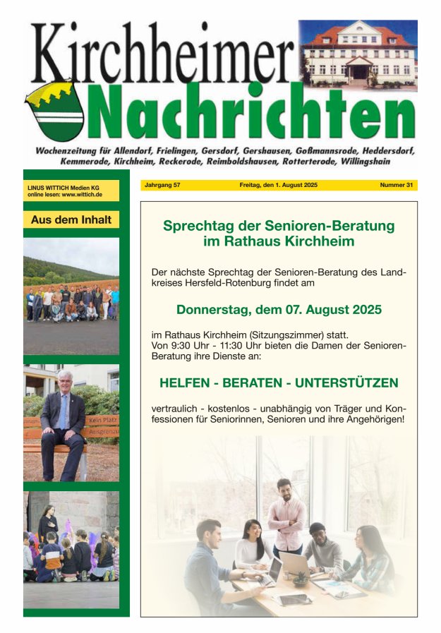 Kirchheimer Nachrichten Titelblatt 31/2025