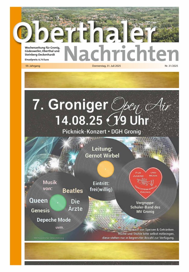 Oberthaler Nachrichten Titelblatt 31/2025