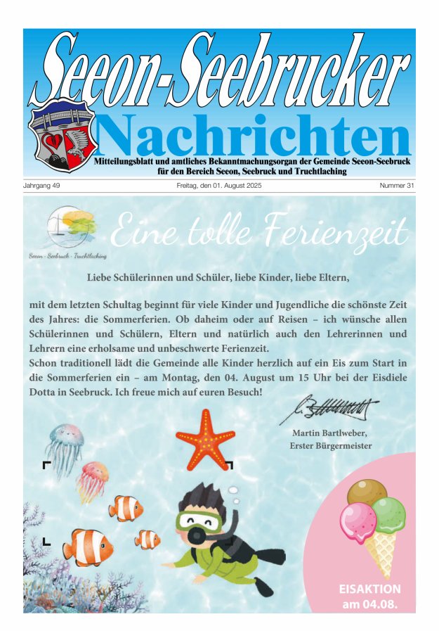 Seeon-Seebrucker Nachrichten Titelblatt 31/2025